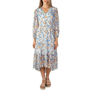 Joie Prairie Cottagecore Floral Tiered Balloon Illusion Sleeve Maxi Dress